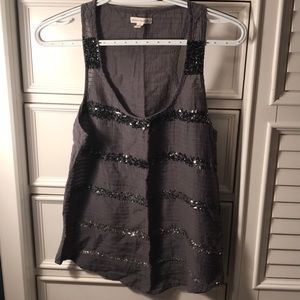 Gray sequined tank top
